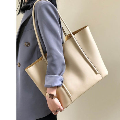 Metro Large Leather Tote Bag – Apricot Beige