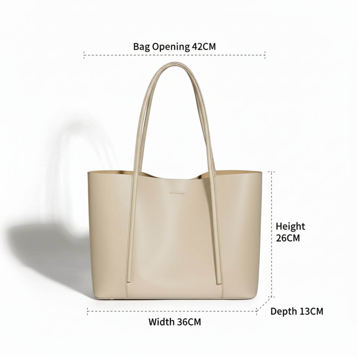 Metro Large Leather Tote Bag – Apricot Beige