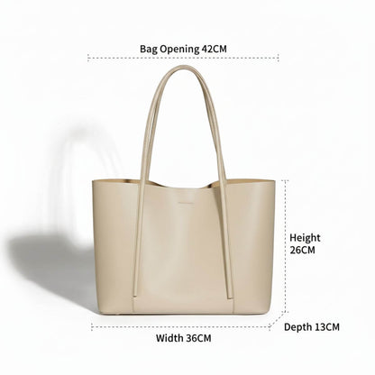 Metro Large Leather Tote Bag – Apricot Beige