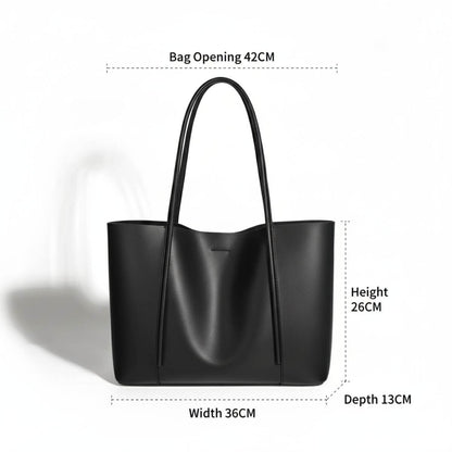 Large Leather Work Tote Bag for Women NZ with Compartments - | Metro | Black