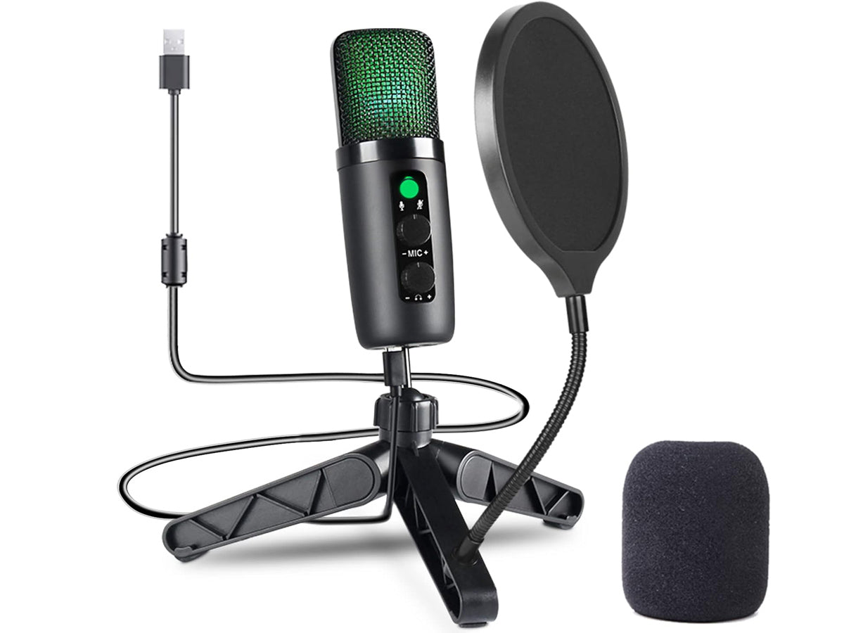 USB Microphone Adjustable Sound Volume Noise Reduction
