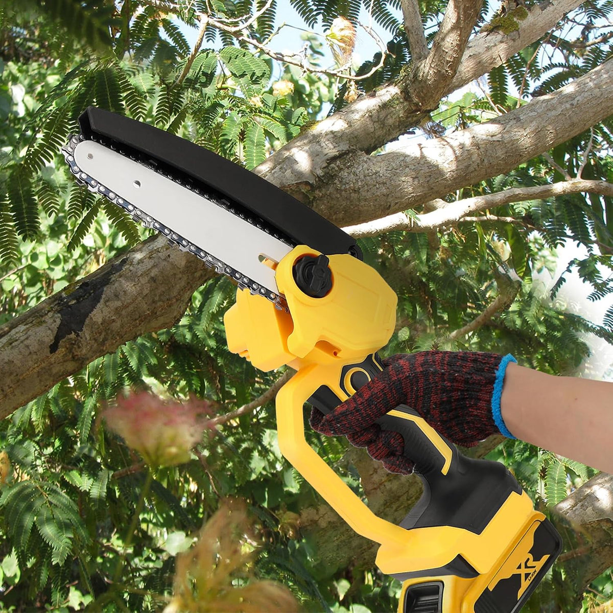 Mini Chain saw Cordless Power Chain Saws 6" with Extension Pole & Battery System
