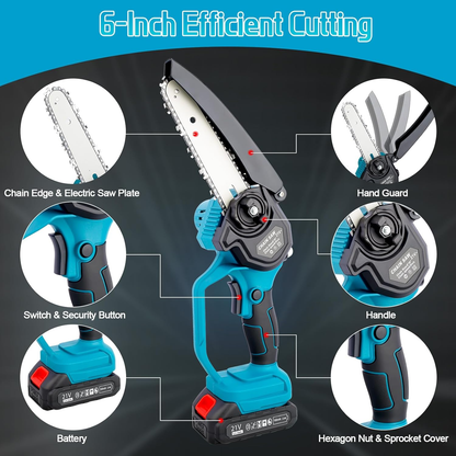 Mini Chain saw Cordless Power Chain Saws 6" with Extension Pole & Battery System