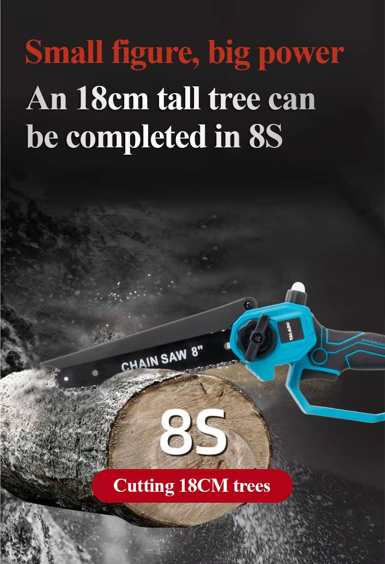 Mini Chain saw Cordless Power Chain Saws 8" with Extension Pole & Battery System