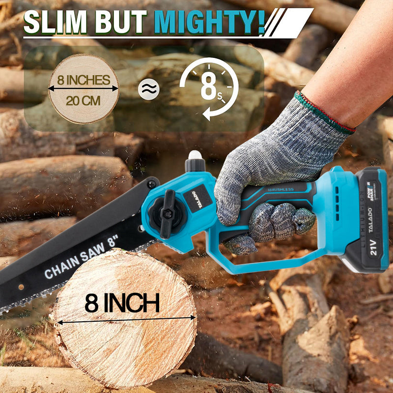 Mini Chain saw Cordless Power Chain Saws 8" with Extension Pole & Battery System