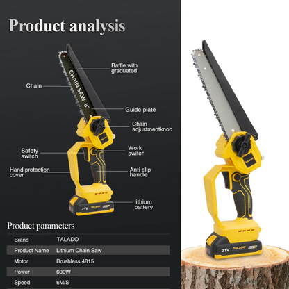 Mini Chain saw Cordless Power Chain Saws 8" with Extension Pole & Battery System