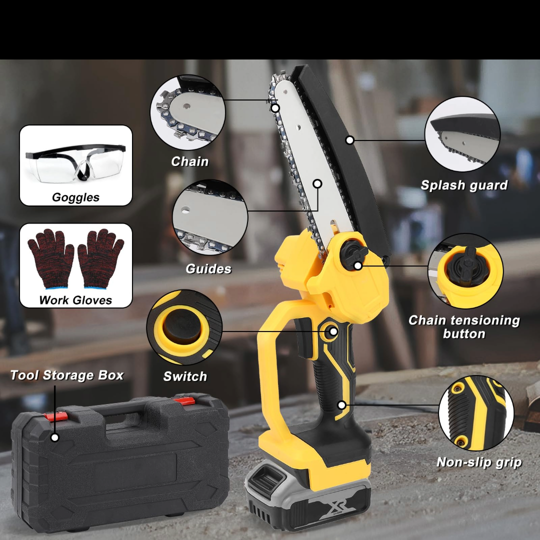 Mini Chain saw Cordless Power Chain Saws 8" with Extension Pole & Battery System