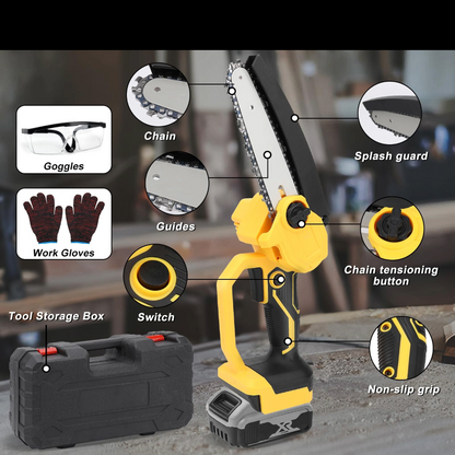 Mini Chain saw Cordless Power Chain Saws 8" with Extension Pole & Battery System