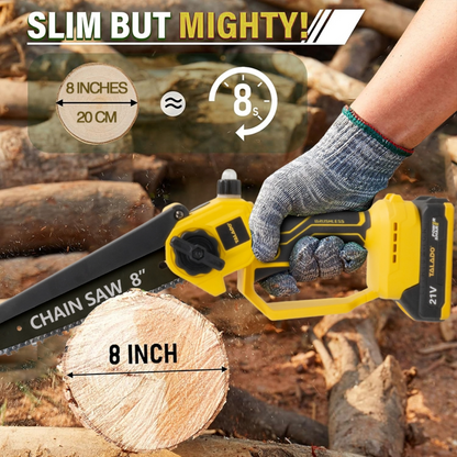 Mini Chain saw Cordless Power Chain Saws 8" with Extension Pole & Battery System