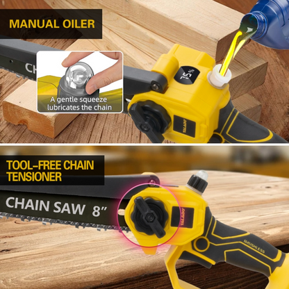 Mini Chain saw Cordless Power Chain Saws 8" with Extension Pole & Battery System