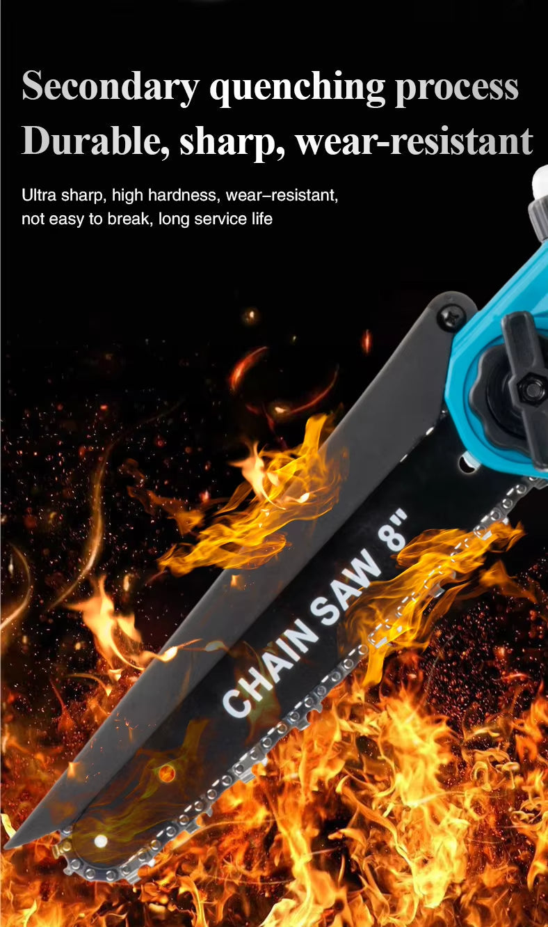 Mini Chain saw Cordless Power Chain Saws 8" with Extension Pole & Battery System