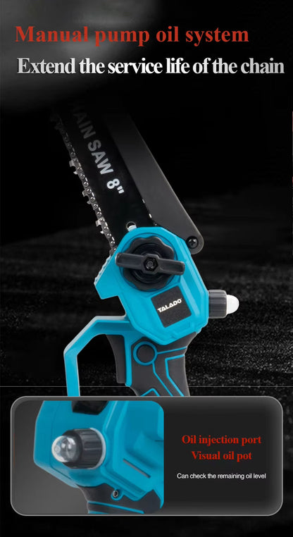 Mini Chain saw Cordless Power Chain Saws 8" with Extension Pole & Battery System