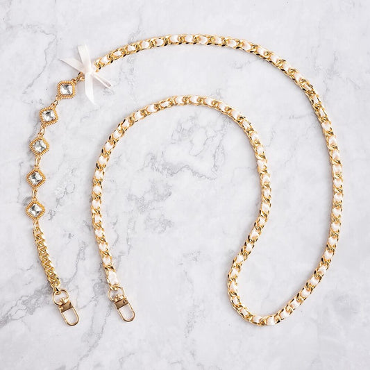 Mobie Gold White Crystal Phone Lanyard Chain Neck Strap 60cm