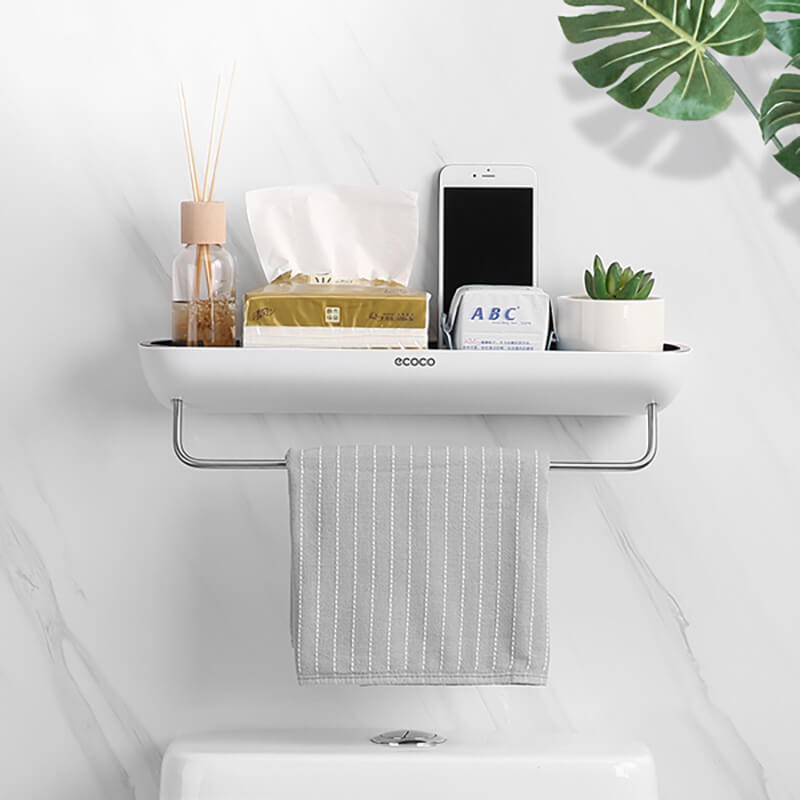 Mobie No Drill Bathroom Shelf Drainage Rack Towel Holder E1923