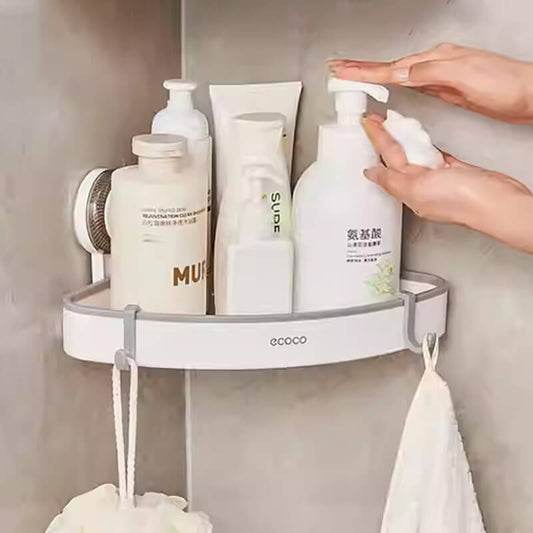 Mobie Suction Wall Mount Corner Shelf with Strong Hold and Ventilated Design E25129