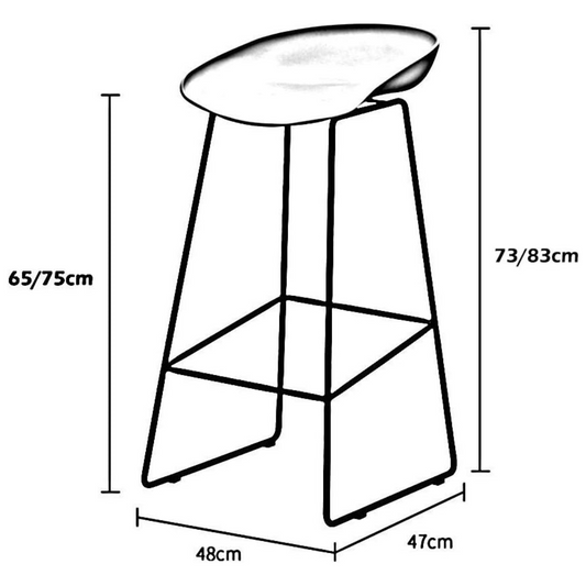 Set of 2 Modern Scandinavian Bar Stool Metal Leg BarStool