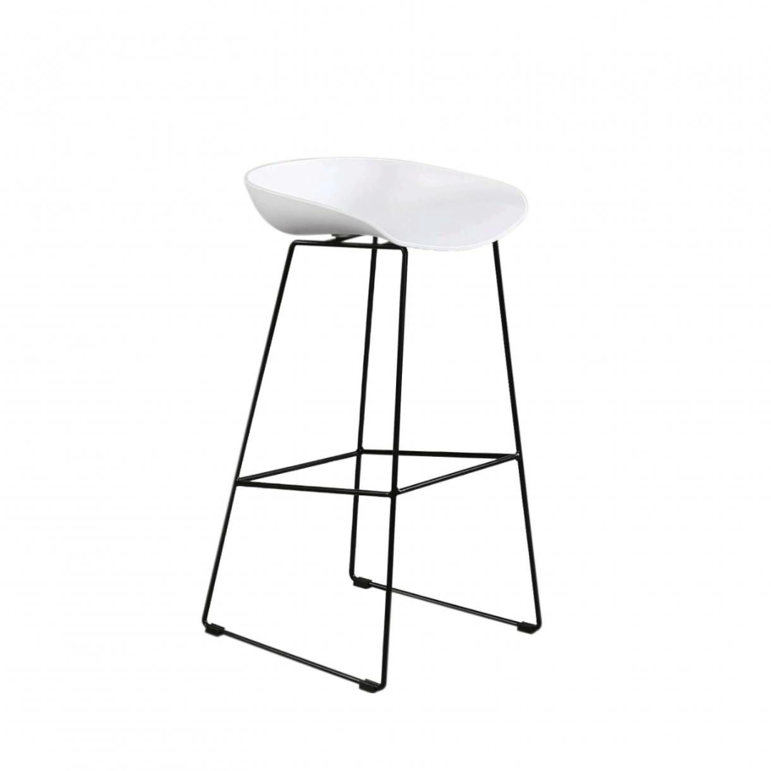Modern Scandinavian Bar Stools Metal Leg Barstool (White)
