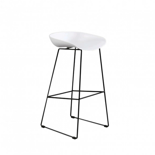 Modern Scandinavian Bar Stools Metal Leg Barstool (White)