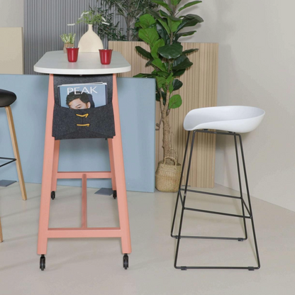 Modern Scandinavian Bar Stools Metal Leg Barstool (White)