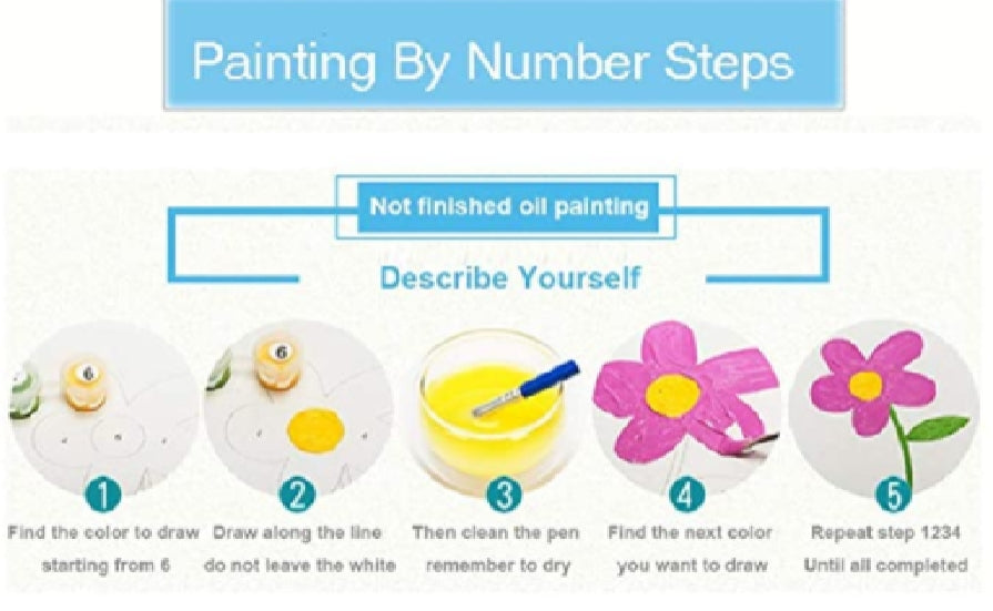 Adult Paint by Number Kit on Canvas  40x50 cm (with wooden frame) Sunflowers