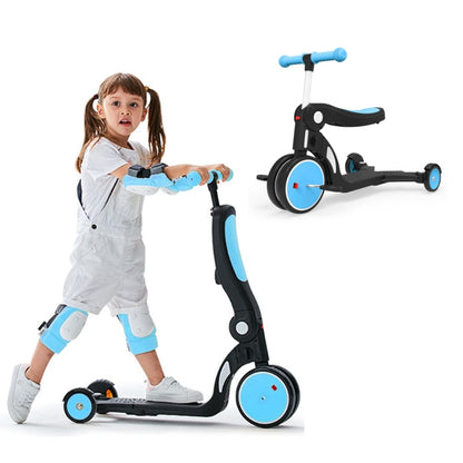 Blue Convertible 3-in-1 Balance Bike, Tricycle, Scooter & Stroller for Aged 1-3-6 Years Old