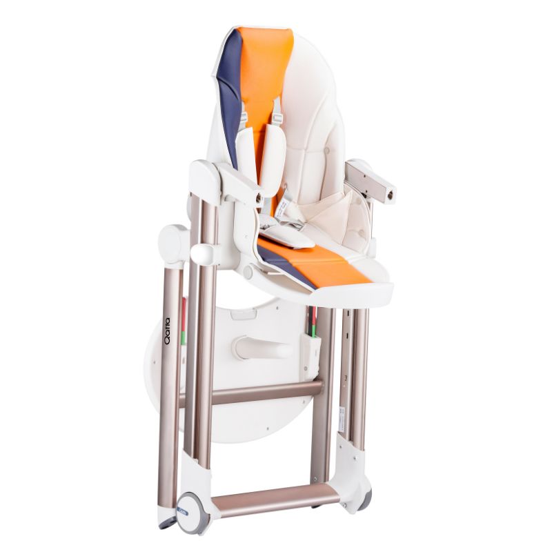 Multifunctional Adjustable Baby High Chair With Dining Table & Wheels -Orange