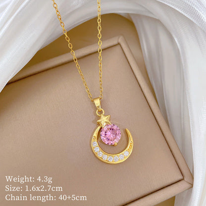 Celestia Moon Gold Crystal Necklace