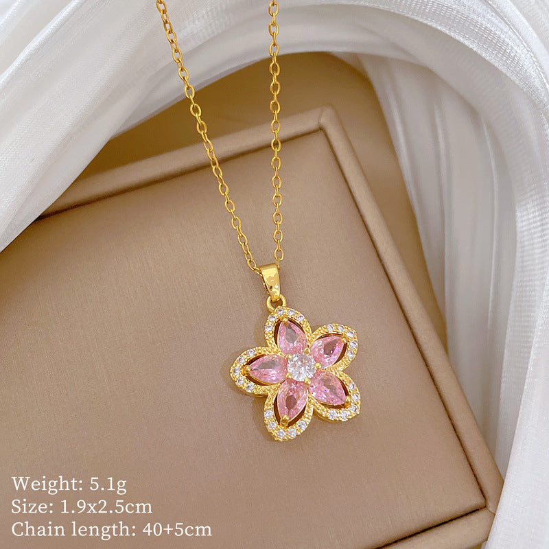 Sakura Bloom Gold Crystal Necklace