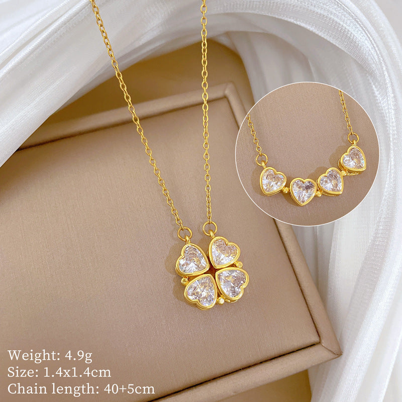 Rosabelle Clover Gold Crystal Necklace