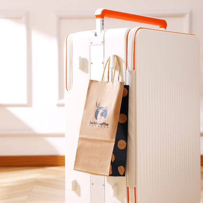 White Carry On Luggage - Hard Case Cabin Suitcase with USB Charging | NeoMove | 55 cm