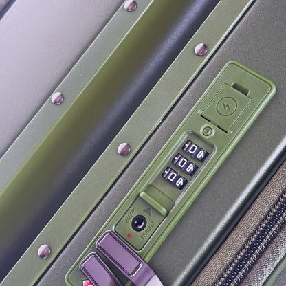 Medium Hard Shell Check In Luggage with USB Charging | NeoMove | Green | 68 cm