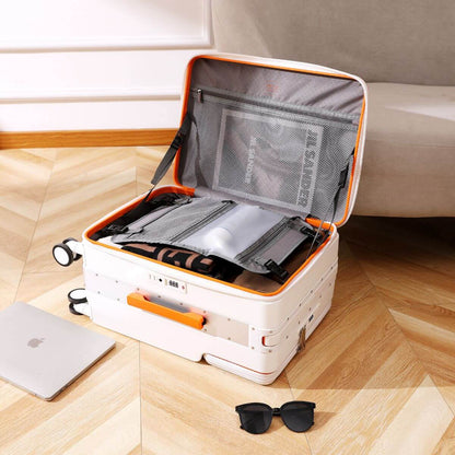 White Hard Case Medium Check In Luggage with USB Charging | NeoMove | 68 cm