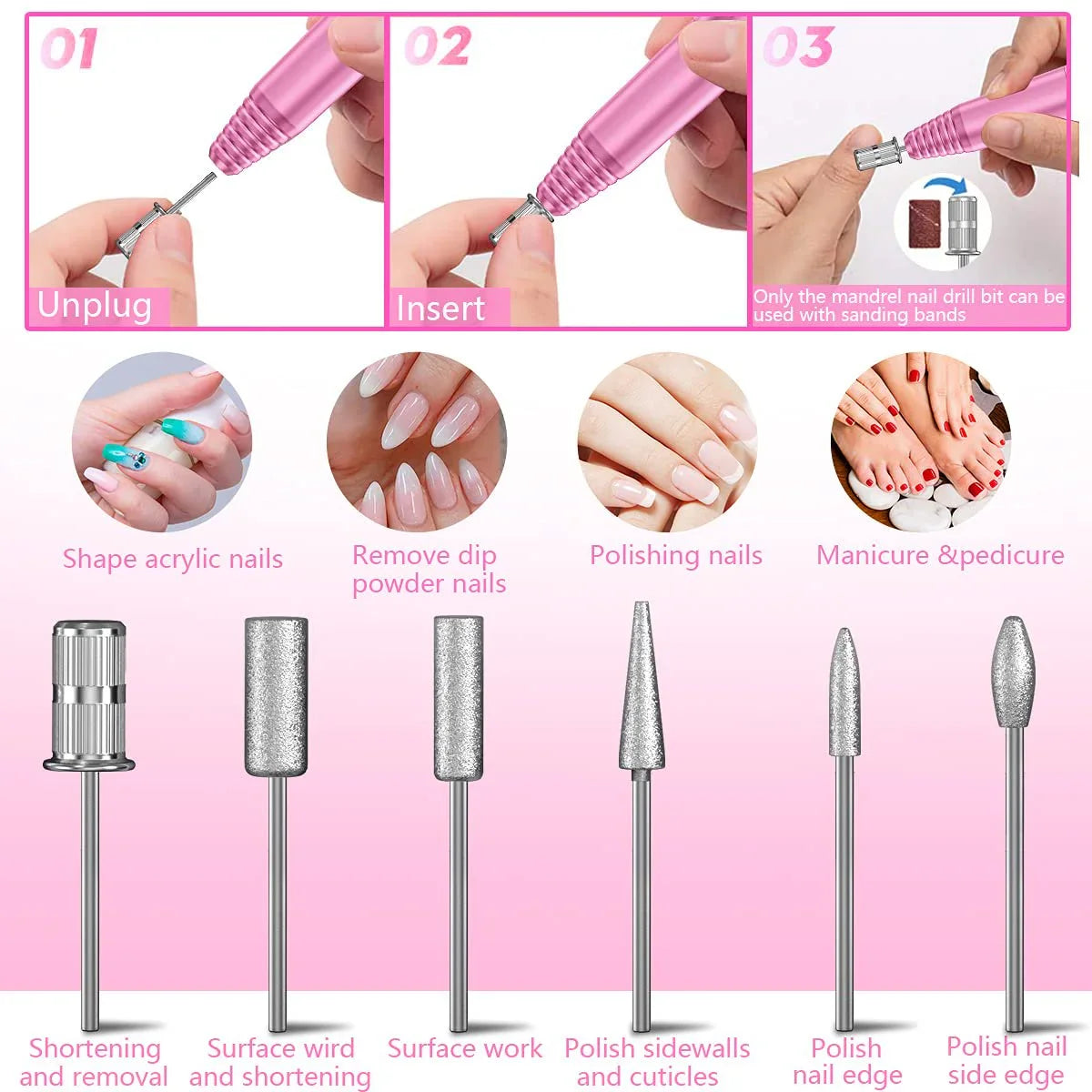 Nail Drill Kit Manicure 20000RPM Professional pedicure electric