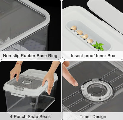 Food Storage Containers Food Storage Bins with Timer Lid for Kitchen