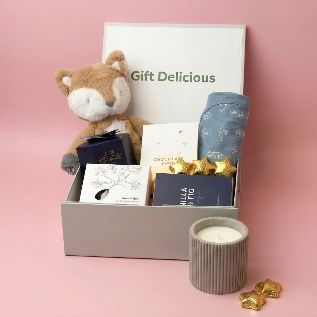 Plush Fox Gift Hamper for a Newborn