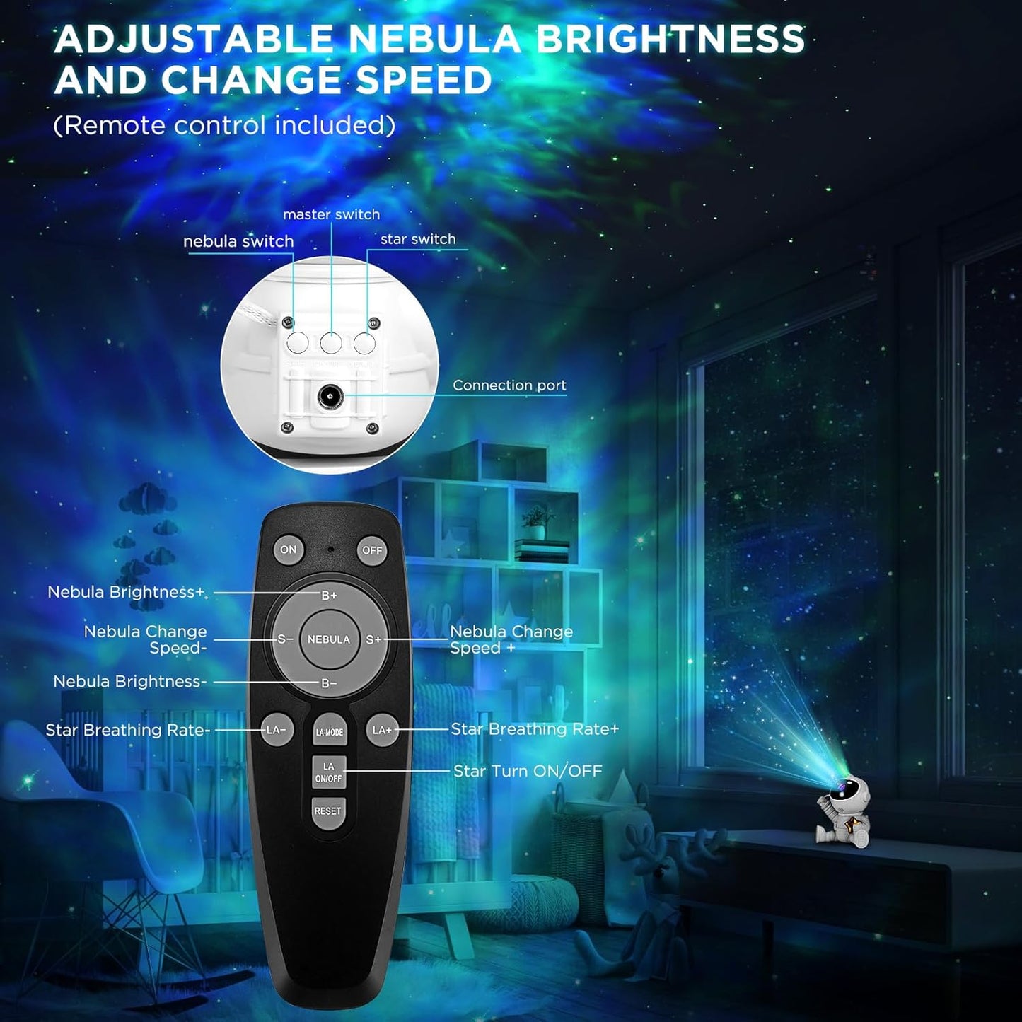 Astronaut Galaxy Night Light Projector