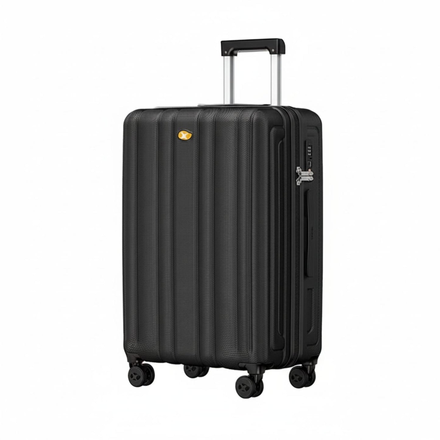 Black Medium Check In Luggage - Lightweight Hard Shell Expandable Travel Suitcase | NordGlide | 66 cm