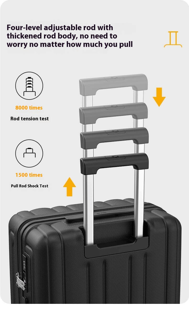 Black Medium Check In Luggage - Lightweight Hard Shell Expandable Travel Suitcase | NordGlide | 66 cm