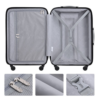 Black Medium Check In Luggage - Lightweight Hard Shell Expandable Travel Suitcase | NordGlide | 66 cm