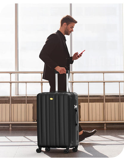 Black Medium Check In Luggage - Lightweight Hard Shell Expandable Travel Suitcase | NordGlide | 66 cm