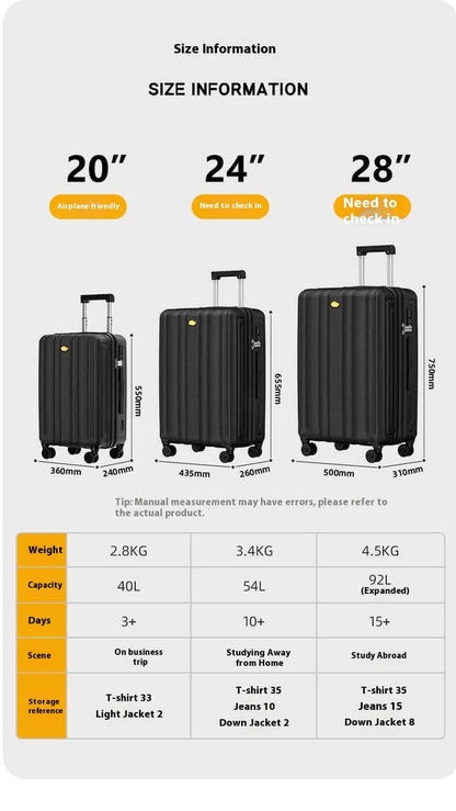 Black Medium Check In Luggage - Lightweight Hard Shell Expandable Travel Suitcase | NordGlide | 66 cm