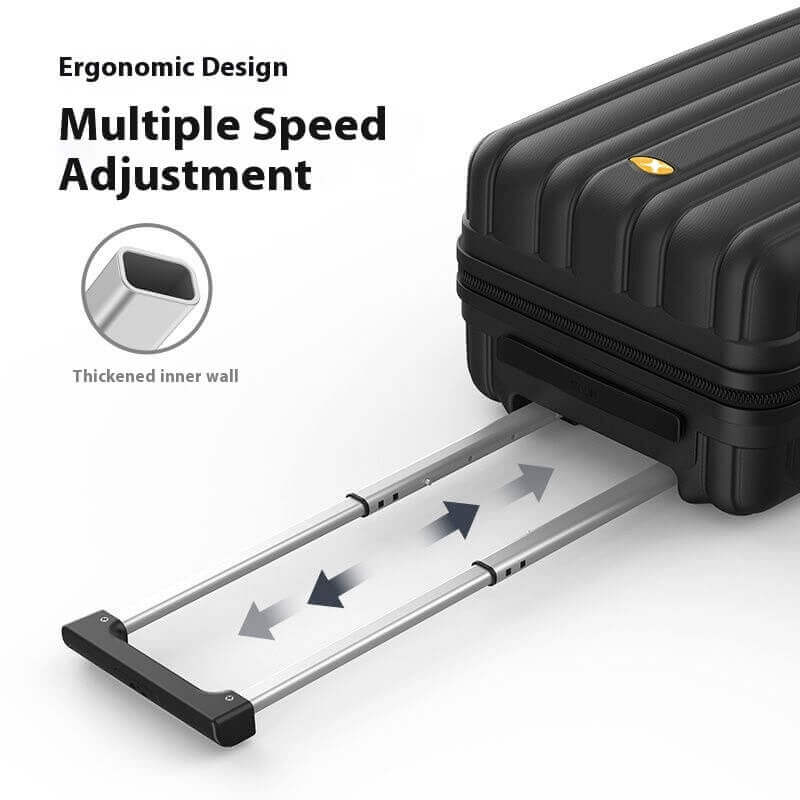 Black Medium Check In Luggage - Lightweight Hard Shell Expandable Travel Suitcase | NordGlide | 66 cm