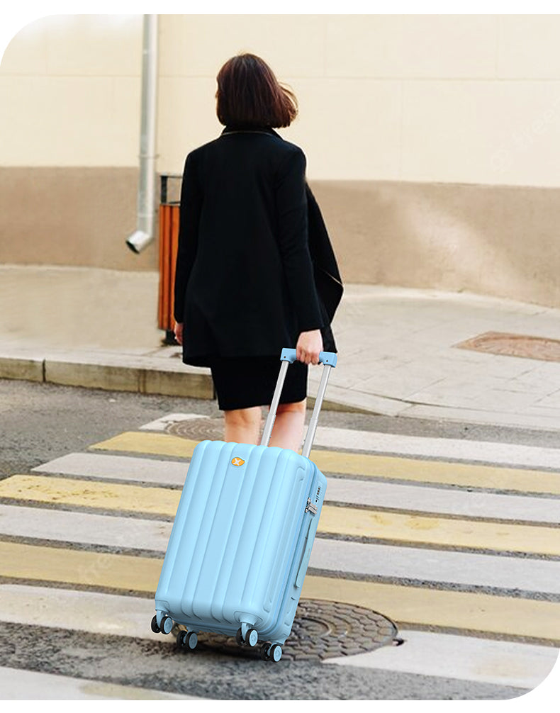 Medium Check In Luggage - Blue Hard Case Lightweight Expandable Travel Suitcase | NordGlide | 66 cm