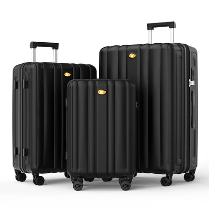 3 Piece Luggage Sets NZ – Lightweight Expandable Hard Shell Suitcase | NordGlide | Black