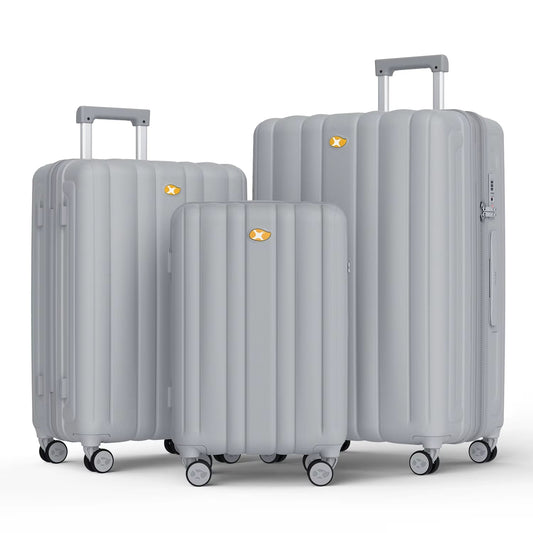 3 Piece Luggage Sets NZ – Lightweight Expandable Hard Shell Suitcase | NordGlide | Grey