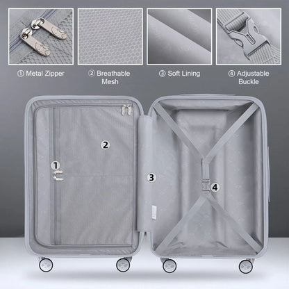 Medium Check In Luggage - Lightweight Hard Shell Expandable Travel Suitcase - Grey | NordGlide | 66cm