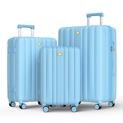 3 Piece Luggage Sets NZ – Lightweight Expandable Hard Shell Suitcase | NordGlide | Sky Blue