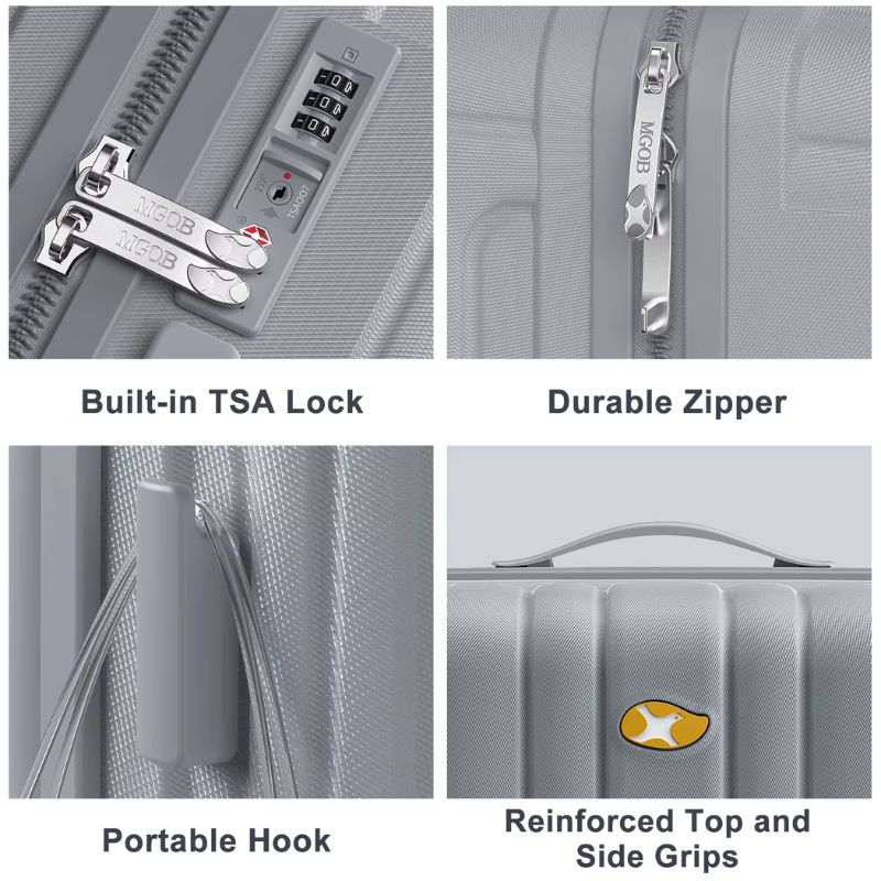 Medium Check In Luggage - Lightweight Hard Shell Expandable Travel Suitcase - Grey | NordGlide | 66cm