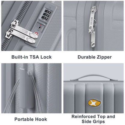 Carry On Luggage - Lightweight HardSide Cabin Suitcase | NordGlide | Grey | 55 cm
