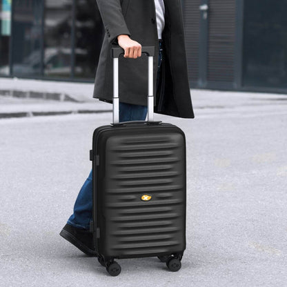 Black Lightweight Carry On Luggage - Hard Shell Cabin Suitcase | NordVault | 55 cm